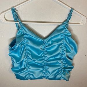 Blue ruffled tank top